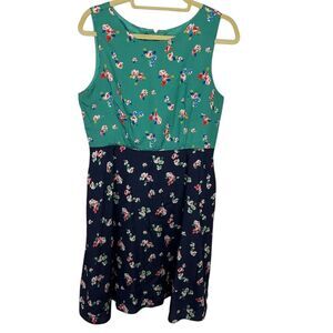 Fervour Women's Vintage Floral Knee Length Dress Size L Multicolor